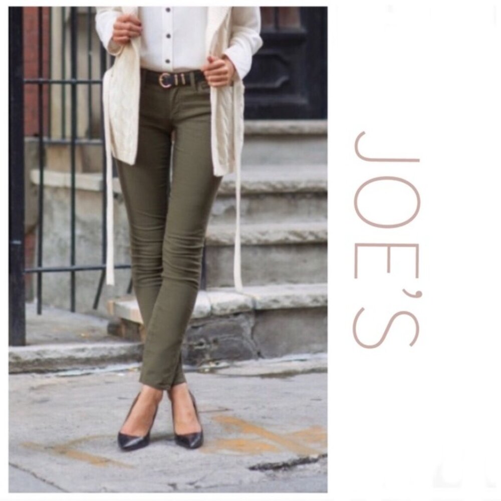 Joe's Jeans Rocker Skinny Mid-Rise Eucalyptus Green Zip Pockets Size 29 EUC